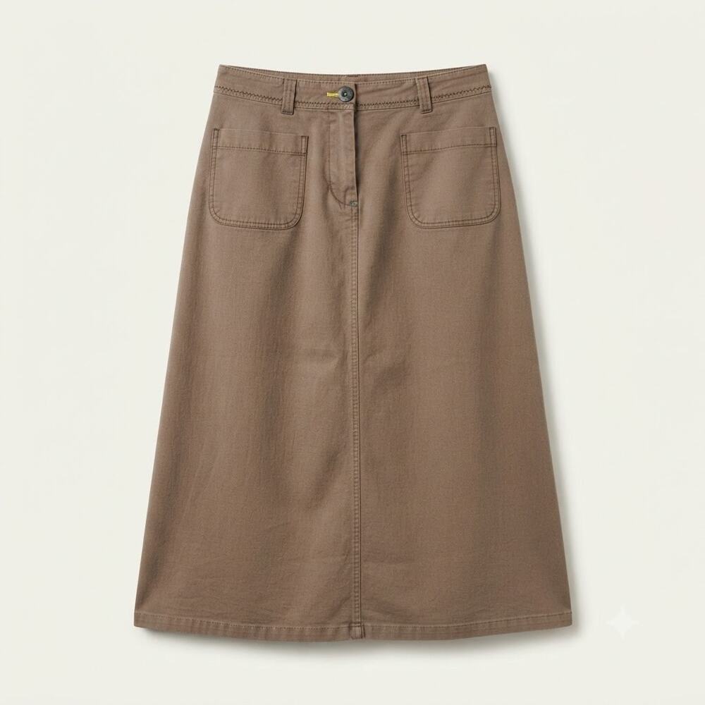 Boden Womens 10R Minimalist Y2K Gorpcore Utility A-Line Midi Skirt With Pockets